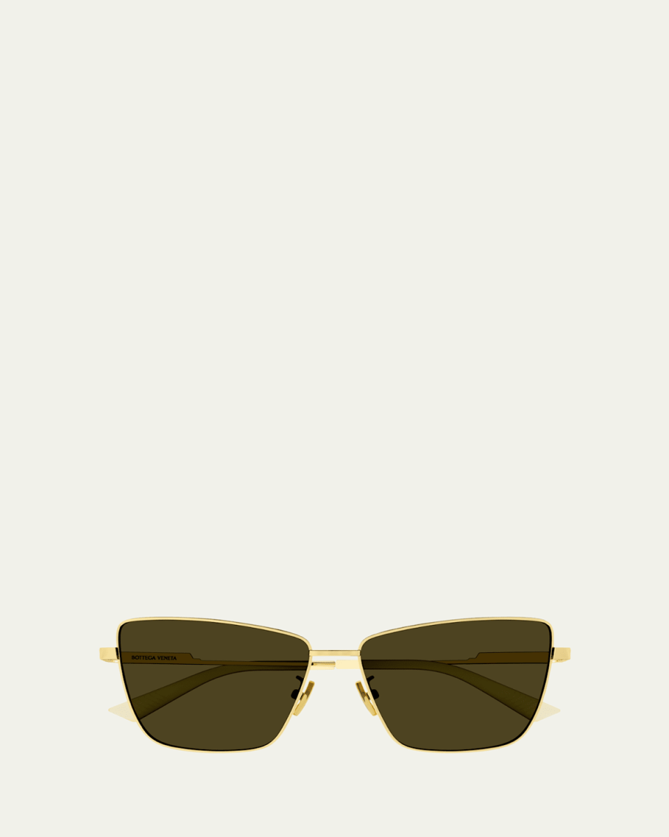 Rectangle Golden Metal Sunglasses